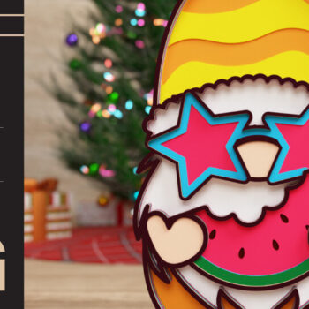 Intra απο ξύλο plywood 3mm-4mm πάχος – Summer Gnome Papercut 3D Δίασταση  20x20 cm INTRAFABR-73164064 - Image 1