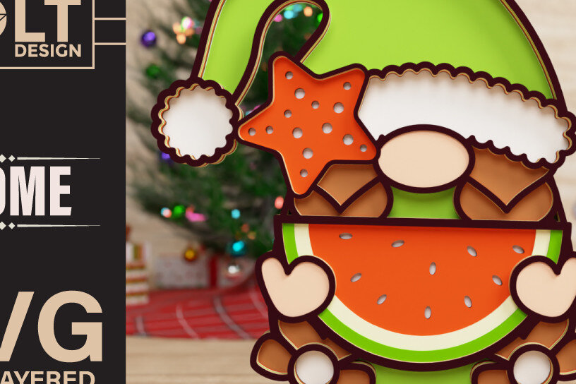 Intra απο ξύλο plywood 3mm-4mm πάχος – Summer Gnome Papercut 3D Δίασταση  20x20 cm INTRAFABR-73394474