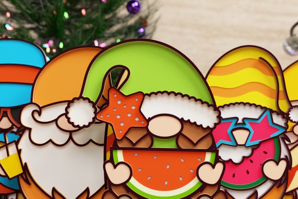 Intra απο ξύλο plywood 3mm-4mm πάχος – Summer Gnome Papercut 3D Δίασταση  20x20 cm INTRAFABR-73395377