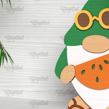 Intra απο ξύλο plywood 3mm-4mm πάχος – Καλοκαιρινό Gnome. 3D Layered Gnome Laser Δίασταση 20x20 cm INTRAFABR-101510100 - Image 1