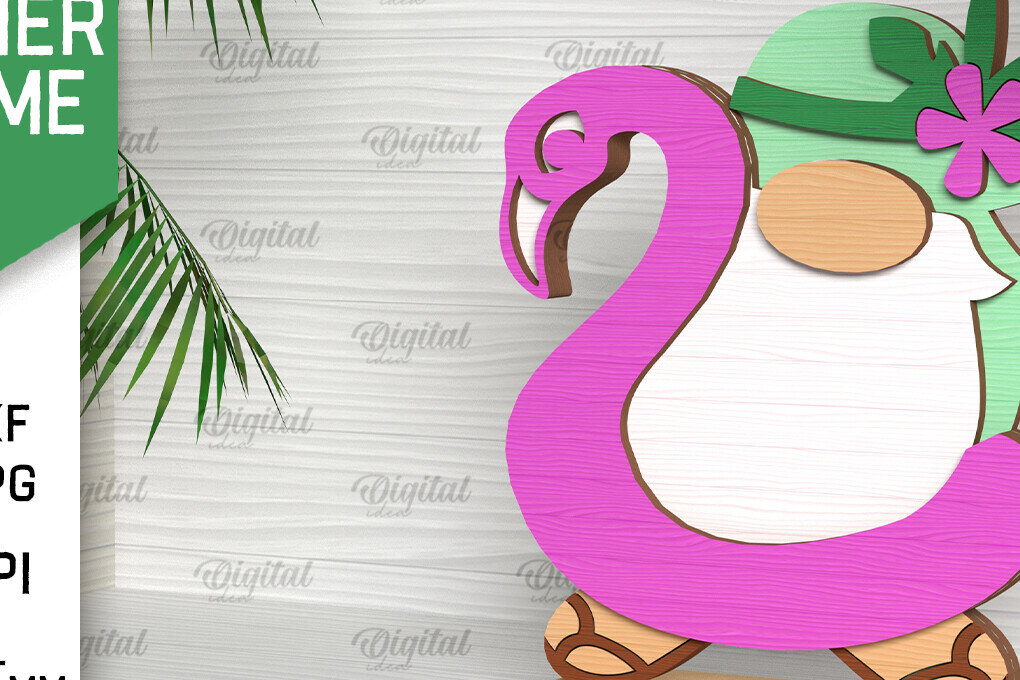 Intra απο ξύλο plywood 3mm-4mm πάχος – Καλοκαιρινό Gnome. 3D Layered Gnome Laser Δίασταση  20x20 cm INTRAFABR-96585538