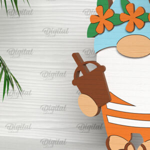 Intra απο ξύλο plywood 3mm-4mm πάχος – Καλοκαιρινό Gnome. 3D Layered Gnome Laser Δίασταση  20x20 cm INTRAFABR-96585705
