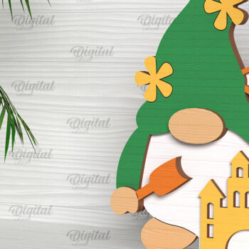 Intra απο ξύλο plywood 3mm-4mm πάχος – Καλοκαιρινό Gnome. 3D Layered Gnome Laser Δίασταση  20x20 cm INTRAFABR-96585748 - Image 1