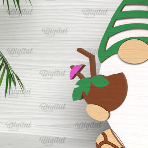 Intra απο ξύλο plywood 3mm-4mm πάχος – Καλοκαιρινό Gnome. 3D Layered Gnome Laser Δίασταση  20x20 cm INTRAFABR-96585479