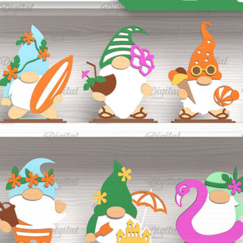 Intra απο ξύλο plywood 3mm-4mm πάχος – Πακέτο κοπής με λέιζερ Summer Gnomes Δίασταση  20x20 cm INTRAFABR-96730564 - Image 1