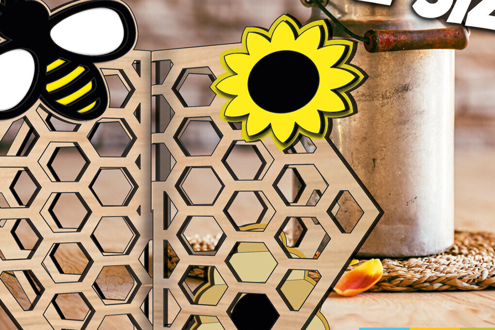 Intra απο ξύλο plywood 3mm-4mm πάχος – Καλοκαιρινή κηρήθρα τρισδιάστατη διακόσμηση σπιτιού Bee Δίασταση  20x20 cm INTRAFABR-105822600