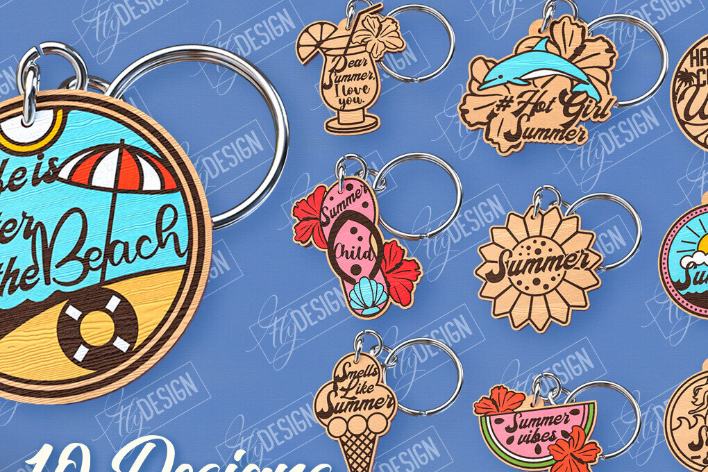 Intra απο ξύλο plywood 3mm-4mm πάχος – Καλοκαιρινό μπρελόκ με  κοπής με λέιζερ Δίασταση  5x5 cm INTRAFABR-100123533