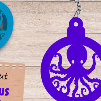 Intra απο ξύλο plywood 3mm-4mm πάχος – Καλοκαιρινό μπρελόκ, Αρχείο κοπής με λέιζερ χταποδιού Δίασταση  5x5 cm INTRAFABR-109058920 - Image 1