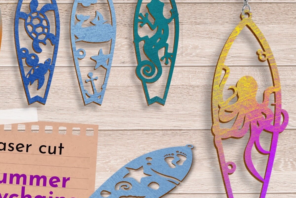 Intra απο ξύλο plywood 3mm-4mm πάχος – Πακέτο καλοκαιρινών μπρελόκ, Car Charm Δίασταση  5x5 cm INTRAFABR-67837309