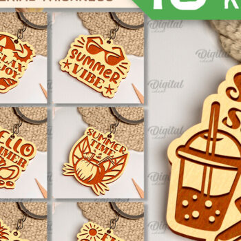 Intra απο ξύλο plywood 3mm-4mm πάχος – Καλοκαιρινά μπρελόκ Πακέτο κοπής με λέιζερ Δίασταση  5x5 cm INTRAFABR-98994101 - Image 1