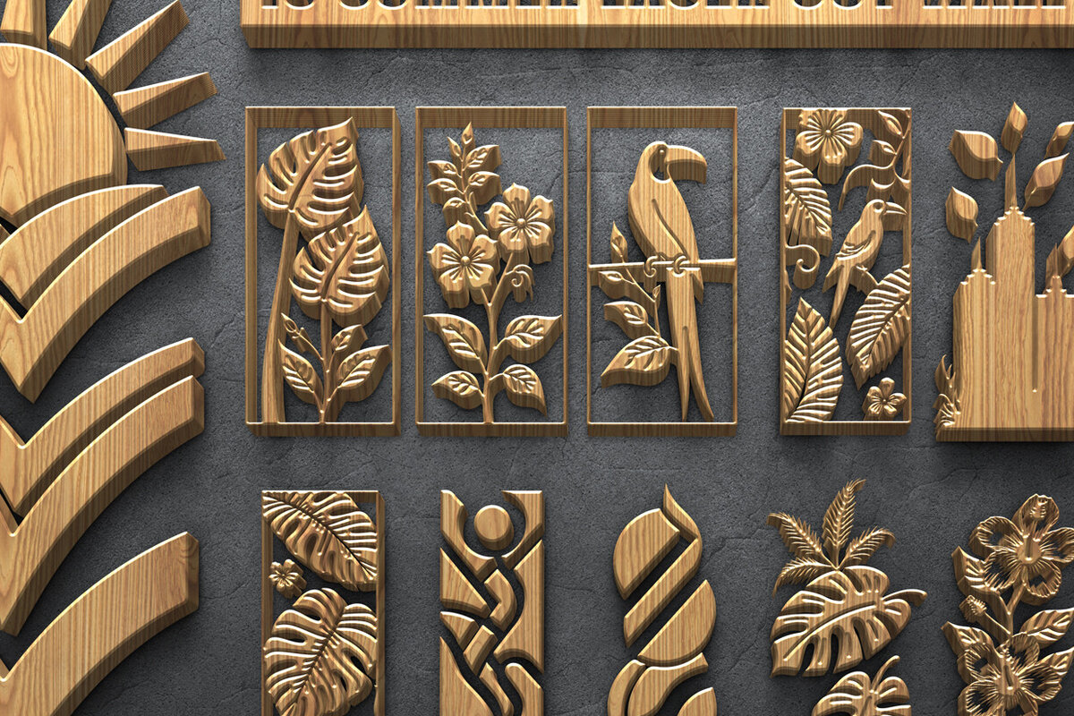 Intra απο ξύλο plywood 3mm-4mm πάχος – Καλοκαιρινή δέσμη για διακόσμηση τοίχου με λέιζερ Δίασταση  40x30 cm INTRAFABR-122936030