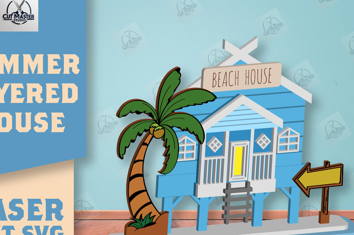 Intra απο ξύλο plywood 3mm-4mm πάχος – Summer Layered House Δίασταση  20x20 cm INTRAFABR-123856869