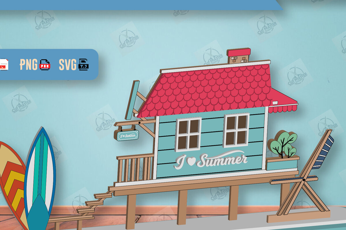 Intra απο ξύλο plywood 3mm-4mm πάχος – Summer Layered House Δίασταση  20x20 cm INTRAFABR-123856887