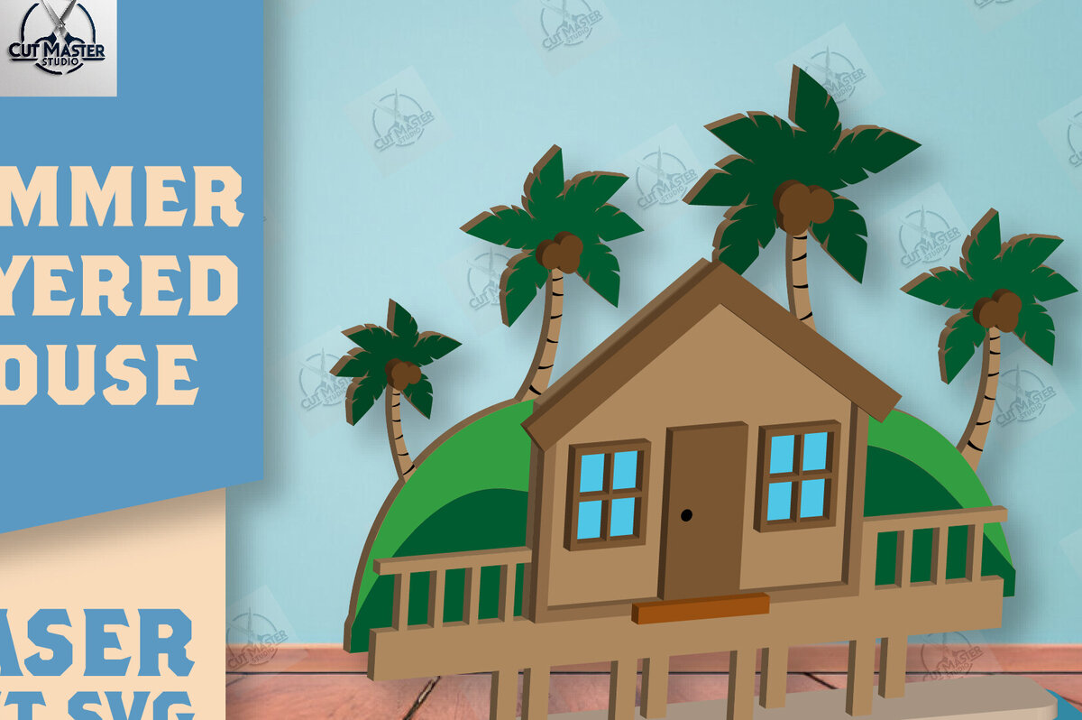 Intra απο ξύλο plywood 3mm-4mm πάχος – Summer Layered House Δίασταση  20x20 cm INTRAFABR-123856844