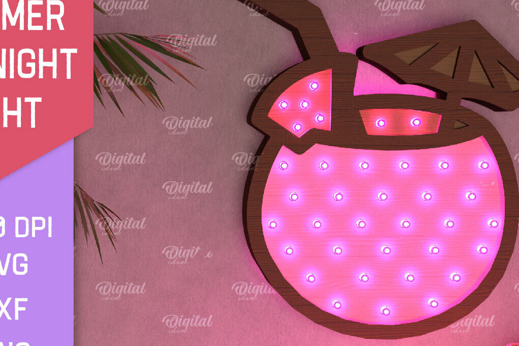 Intra απο ξύλο plywood 3mm-4mm πάχος – Καλοκαιρινό Led Night Light Δίασταση  20x20 cm INTRAFABR-96285960