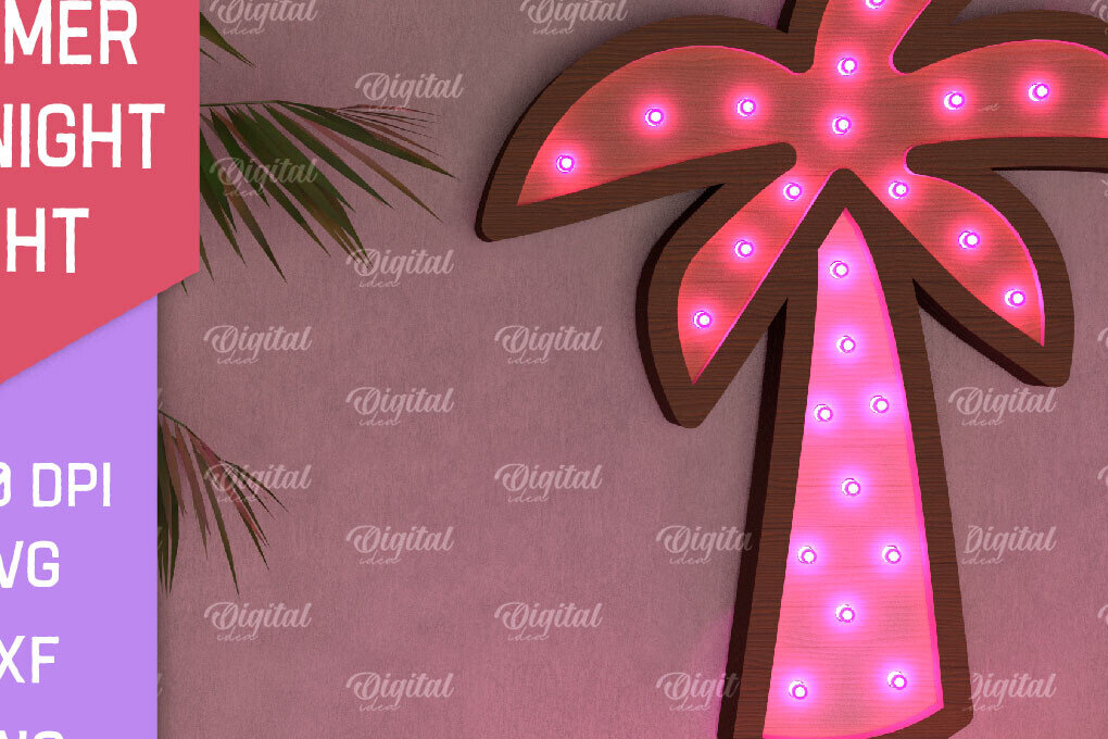 Intra απο ξύλο plywood 3mm-4mm πάχος – Καλοκαιρινό Led Night Light Δίασταση  20x20 cm INTRAFABR-96286038