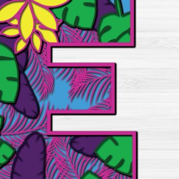 Intra απο ξύλο plywood 3mm-4mm πάχος – Summer Letter E Paper Cut Δίασταση  20x20 cm INTRAFABR-30993620 - Image 1