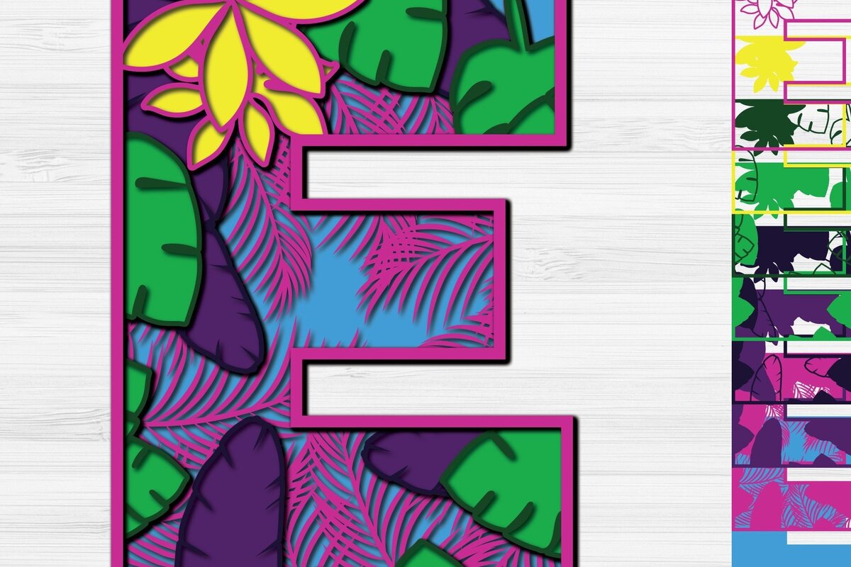 Intra απο ξύλο plywood 3mm-4mm πάχος – Summer Letter E Paper Cut Δίασταση  20x20 cm INTRAFABR-30993620