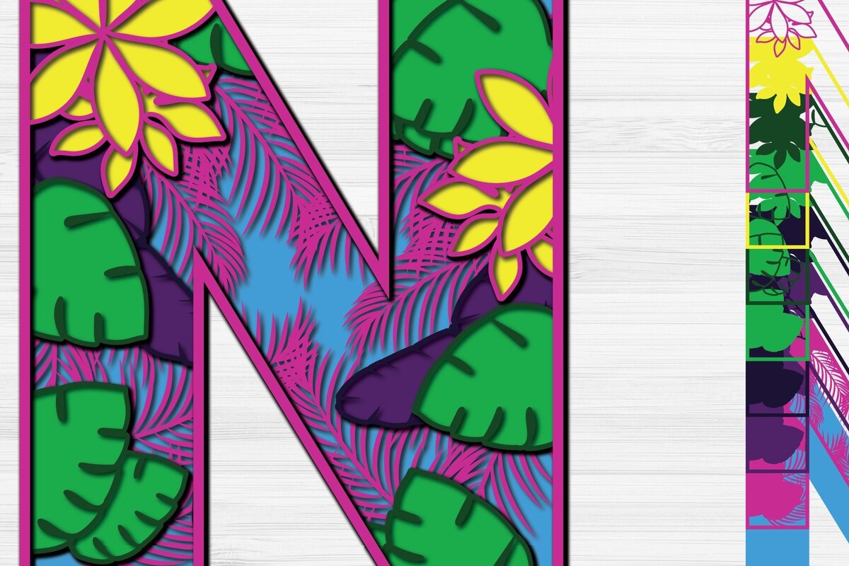 Intra απο ξύλο plywood 3mm-4mm πάχος – Summer Letter N Paper Cut Δίασταση  20x20 cm INTRAFABR-31154599