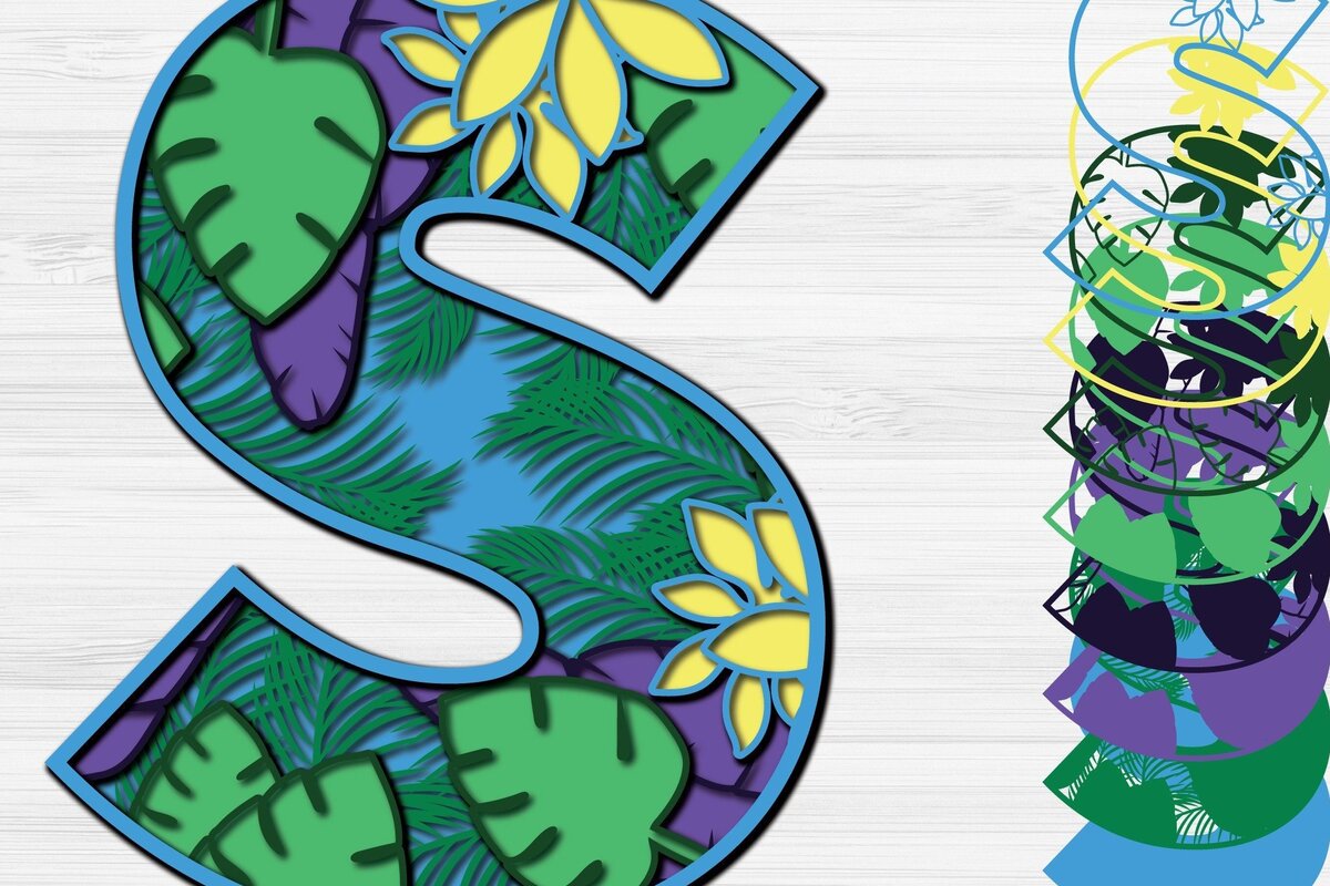 Intra απο ξύλο plywood 3mm-4mm πάχος – Summer Letter S Paper Cut Δίασταση  20x20 cm INTRAFABR-31293859