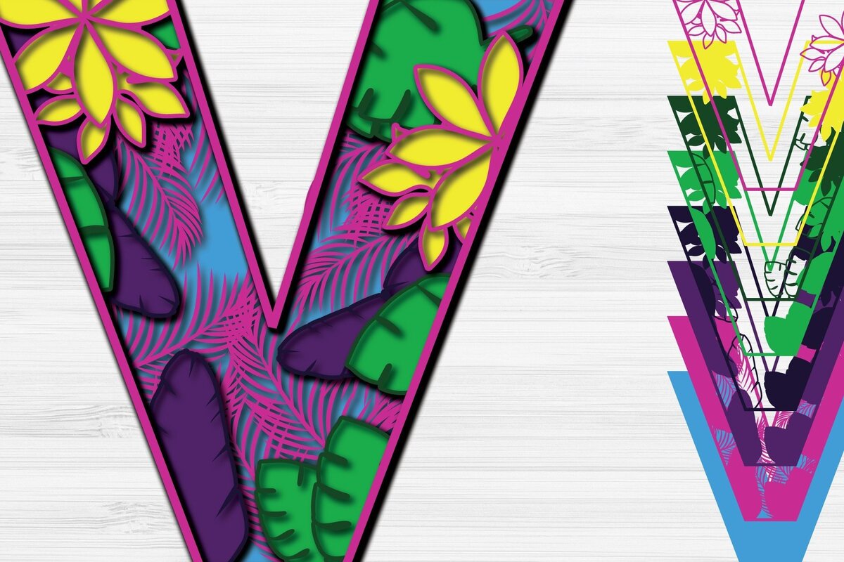 Intra απο ξύλο plywood 3mm-4mm πάχος – Summer Letter V Paper Cut Δίασταση  20x20 cm INTRAFABR-31466142