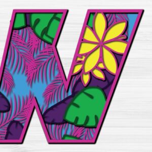 Intra απο ξύλο plywood 3mm-4mm πάχος – Summer Letter W Paper Cut Δίασταση  20x20 cm INTRAFABR-31293868