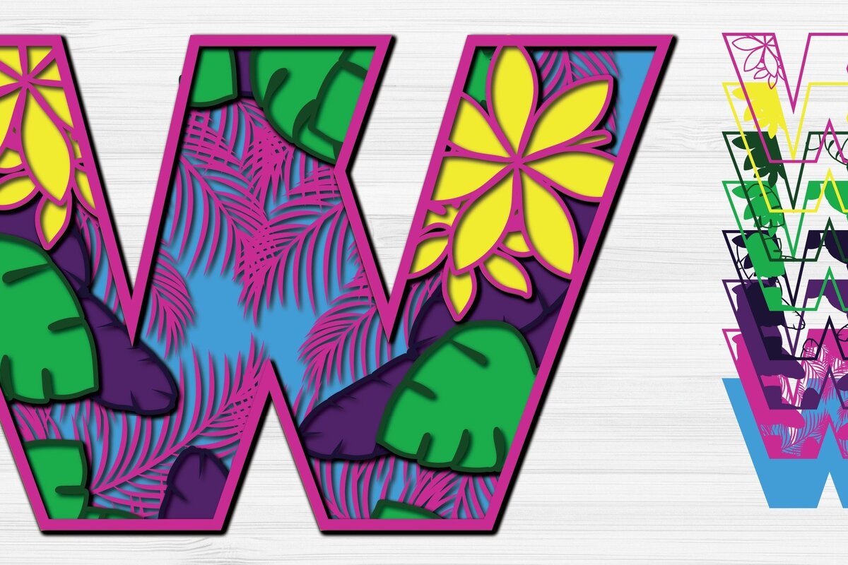 Intra απο ξύλο plywood 3mm-4mm πάχος – Summer Letter W Paper Cut Δίασταση  20x20 cm INTRAFABR-31293868