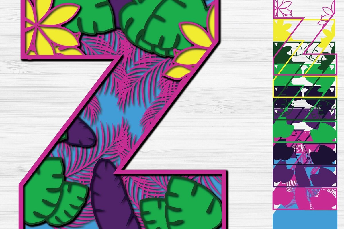 Intra απο ξύλο plywood 3mm-4mm πάχος – Summer Letter Z Paper Cut Δίασταση  20x20 cm INTRAFABR-31293881