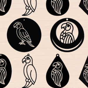 Intra απο ξύλο plywood 3mm-4mm πάχος – Πακέτο Ξύλινα Σκουλαρίκια Summer Parrot Δίασταση 5x5 cm INTRAFABR-123196003