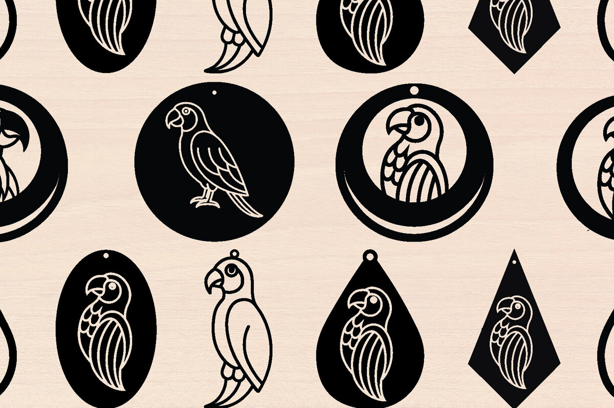 Intra απο ξύλο plywood 3mm-4mm πάχος – Πακέτο Ξύλινα Σκουλαρίκια Summer Parrot Δίασταση  5x5 cm INTRAFABR-123196003