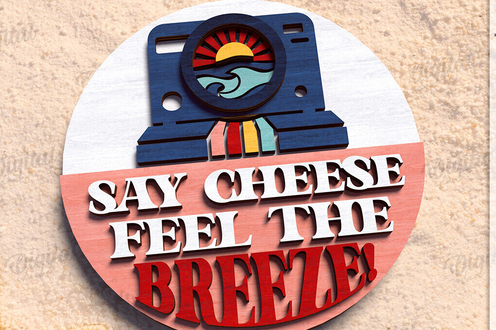 Intra απο ξύλο plywood 3mm-4mm πάχος – Καλοκαιρινό ρετρό σημάδι κοπής με λέιζερ Δίασταση  20x20 cm INTRAFABR-122599469