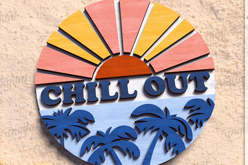 Intra απο ξύλο plywood 3mm-4mm πάχος – Καλοκαιρινό ρετρό σημάδι κοπής με λέιζερ Δίασταση  20x20 cm INTRAFABR-122599666