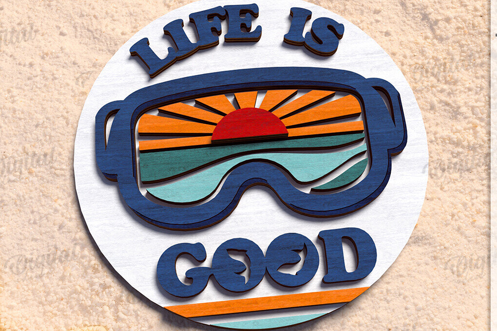 Intra απο ξύλο plywood 3mm-4mm πάχος – Καλοκαιρινό ρετρό σημάδι κοπής με λέιζερ Δίασταση  20x20 cm INTRAFABR-122599045