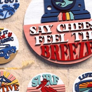 Intra απο ξύλο plywood 3mm-4mm πάχος – Summer Retro Signs Bundle Cut Laser Δίασταση  40x30 cm INTRAFABR-122445711