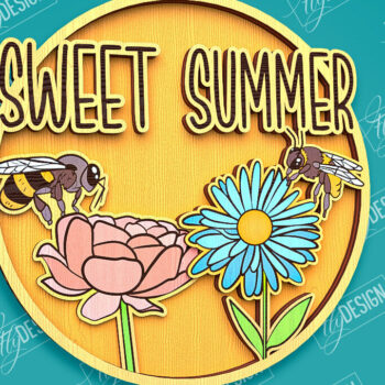 Intra απο ξύλο plywood 3mm-4mm πάχος – Καλοκαιρινό στρογγυλό σημάδι | τρισδιάστατη επιγραφή Δίασταση 20x20 cm INTRAFABR-96278983 - Image 1