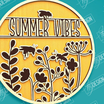 Intra απο ξύλο plywood 3mm-4mm πάχος – Καλοκαιρινό στρογγυλό σημάδι | τρισδιάστατη επιγραφή Δίασταση 20x20 cm INTRAFABR-96279002 - Image 1