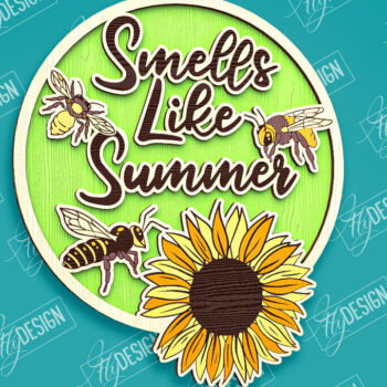 Intra απο ξύλο plywood 3mm-4mm πάχος – Καλοκαιρινό στρογγυλό σημάδι | τρισδιάστατη επιγραφή Δίασταση 20x20 cm INTRAFABR-96279008 - Image 1