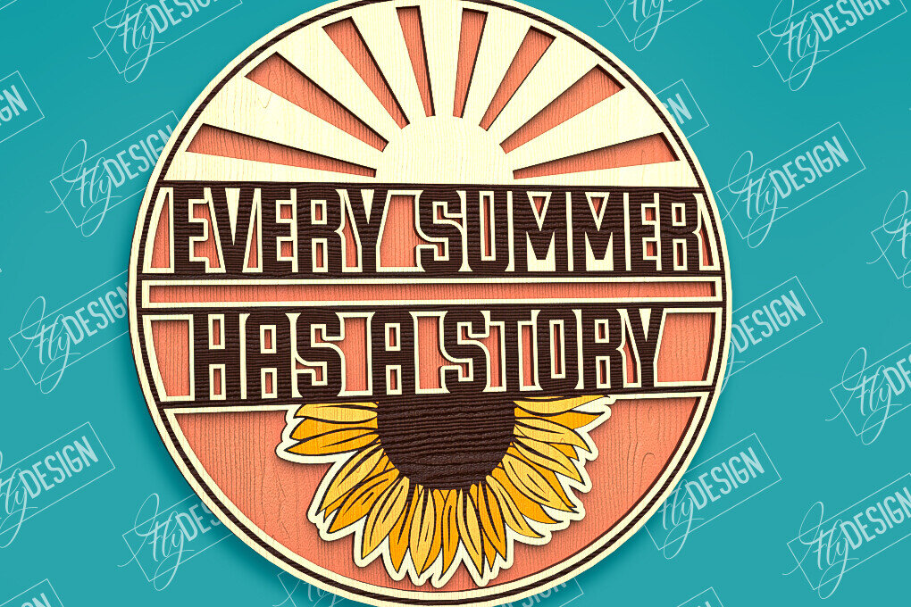 Intra απο ξύλο plywood 3mm-4mm πάχος – Καλοκαιρινό στρογγυλό σημάδι | τρισδιάστατη επιγραφή Δίασταση  20x20 cm INTRAFABR-96279020