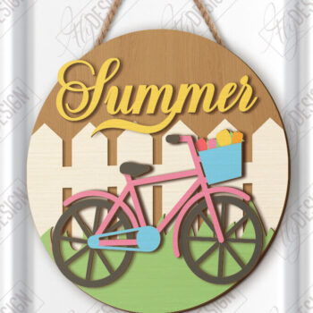 Intra απο ξύλο plywood 3mm-4mm πάχος – Καλοκαιρινή στρογγυλή πινακίδα κοπής λέιζερ | Σημάδι βεράντας Δίασταση 20x20 cm INTRAFABR-123045216 - Image 1