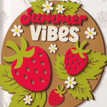 Intra απο ξύλο plywood 3mm-4mm πάχος – Καλοκαιρινή στρογγυλή πινακίδα κοπής λέιζερ | Σημάδι βεράντας Δίασταση  20x20 cm INTRAFABR-120348885 - Image 1