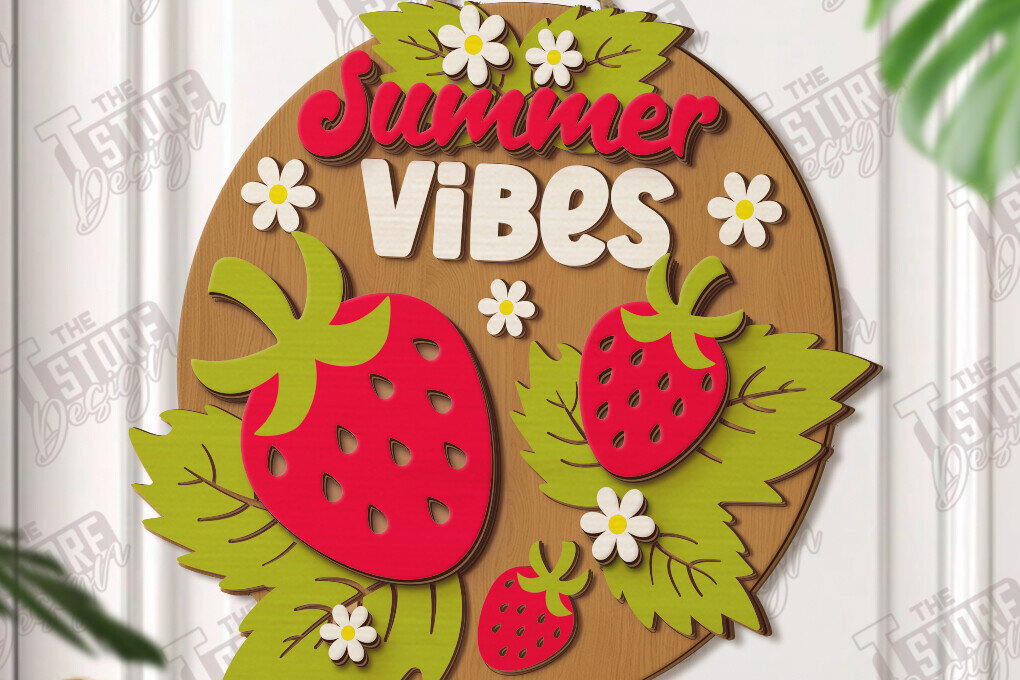 Intra απο ξύλο plywood 3mm-4mm πάχος – Καλοκαιρινή στρογγυλή πινακίδα κοπής λέιζερ | Σημάδι βεράντας Δίασταση  20x20 cm INTRAFABR-120348885