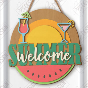 Intra απο ξύλο plywood 3mm-4mm πάχος – Καλοκαιρινή στρογγυλή πινακίδα κοπής λέιζερ | Σημάδι βεράντας Δίασταση 20x20 cm INTRAFABR-123045210 - Image 1