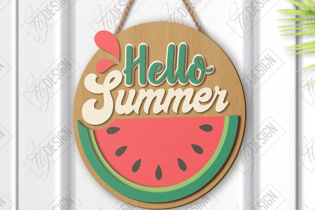 Intra απο ξύλο plywood 3mm-4mm πάχος – Καλοκαιρινή στρογγυλή πινακίδα κοπής λέιζερ | Σημάδι βεράντας Δίασταση  20x20 cm INTRAFABR-123045213