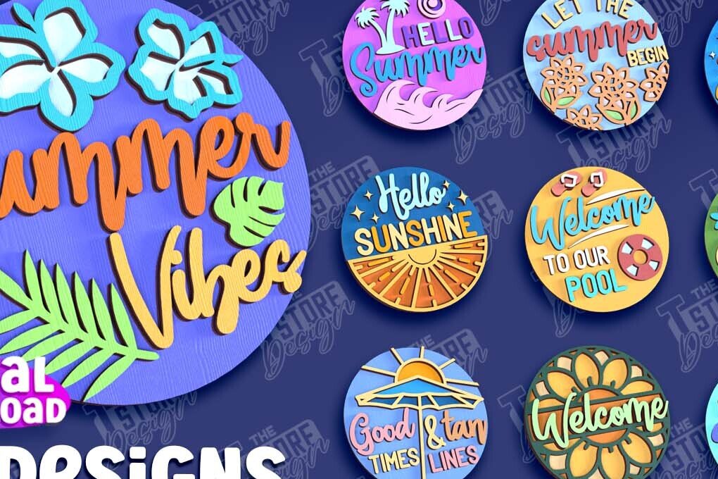 Intra απο ξύλο plywood 3mm-4mm πάχος – Πακέτο κοπής λέιζερ καλοκαιρινών στρογγυλών πινακίδων Δίασταση  20x20 cm INTRAFABR-95791859