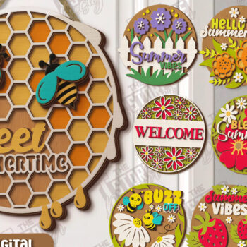 Intra απο ξύλο plywood 3mm-4mm πάχος – Πακέτο κοπής λέιζερ καλοκαιρινών στρογγυλών πινακίδων |CNC Δίασταση  20x20 cm INTRAFABR-120348955 - Image 1