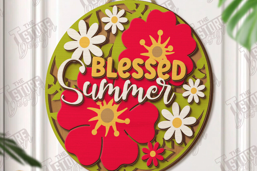 Intra απο ξύλο plywood 3mm-4mm πάχος – Καλοκαιρινές στρογγυλές πινακίδες κοπής με λέιζερ | Επιτοίχιο σημάδι Δίασταση  20x20 cm INTRAFABR-120188938