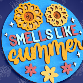 Intra απο ξύλο plywood 3mm-4mm πάχος – Καλοκαιρινά στρογγυλά σημάδια | Σημάδια επιγραφή Δίασταση  20x20 cm INTRAFABR-95791805 - Image 1