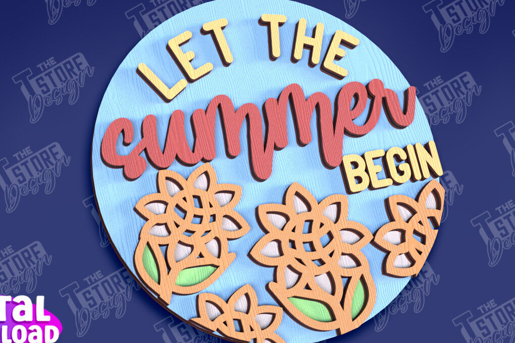 Intra απο ξύλο plywood 3mm-4mm πάχος – Καλοκαιρινά στρογγυλά σημάδια | Σημάδια επιγραφή Δίασταση  20x20 cm INTRAFABR-95791806