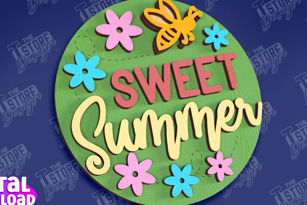 Intra απο ξύλο plywood 3mm-4mm πάχος – Καλοκαιρινά στρογγυλά σημάδια | Σημάδια επιγραφή Δίασταση  20x20 cm INTRAFABR-95791813