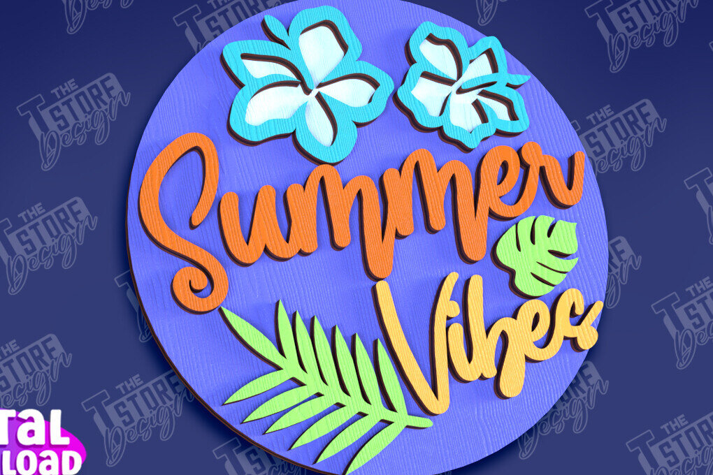 Intra απο ξύλο plywood 3mm-4mm πάχος – Καλοκαιρινά στρογγυλά σημάδια | Σημάδια επιγραφή Δίασταση  20x20 cm INTRAFABR-95791758